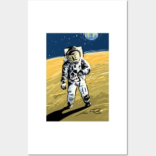 Moon landing illustration Posters and Art